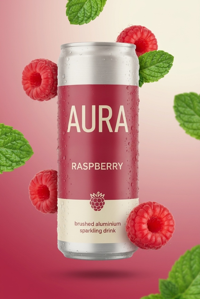 AURA Raspberry cider can